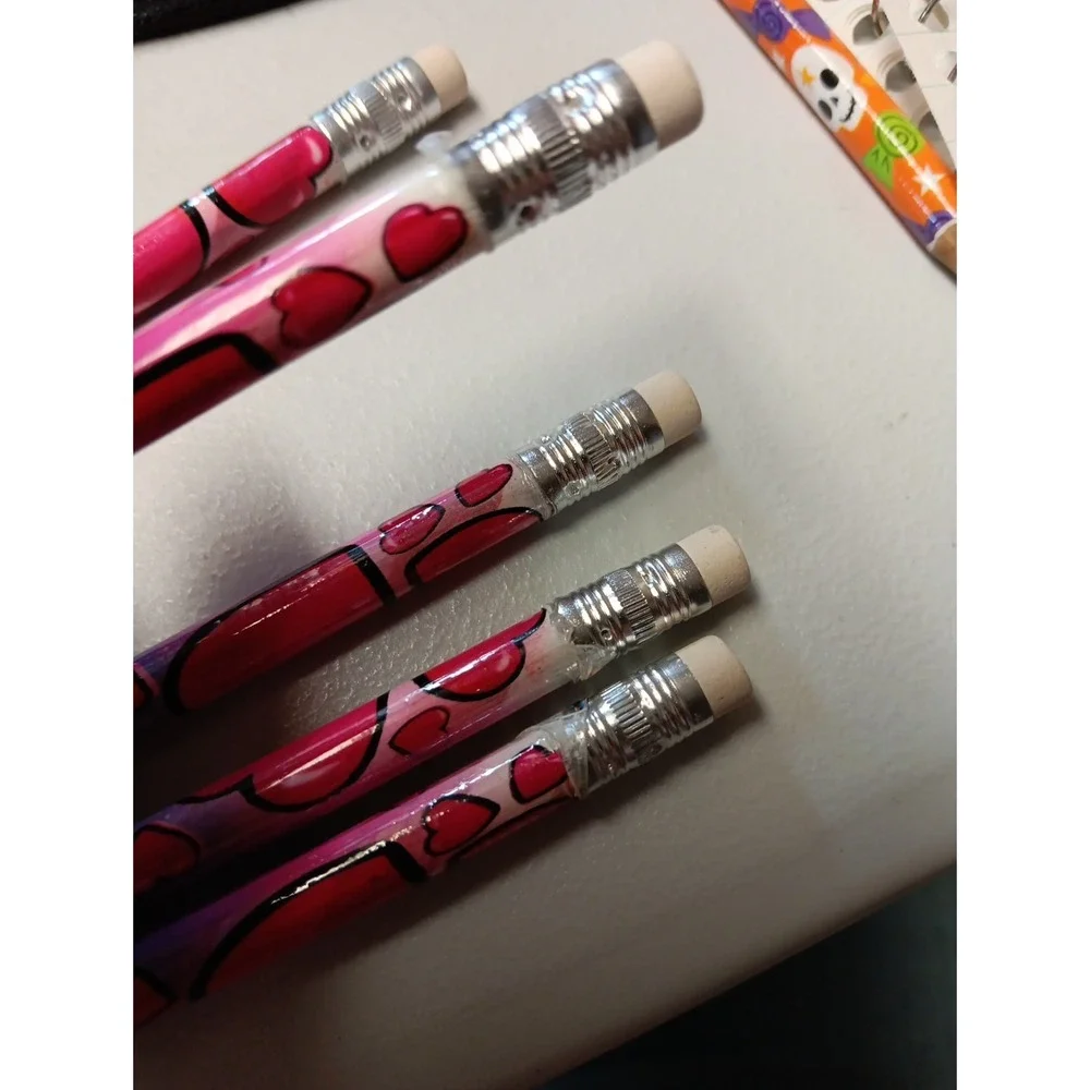 Heart Pattern Pencils Rainbow 10 Count New‎ School Teacher Love Valentine Reward